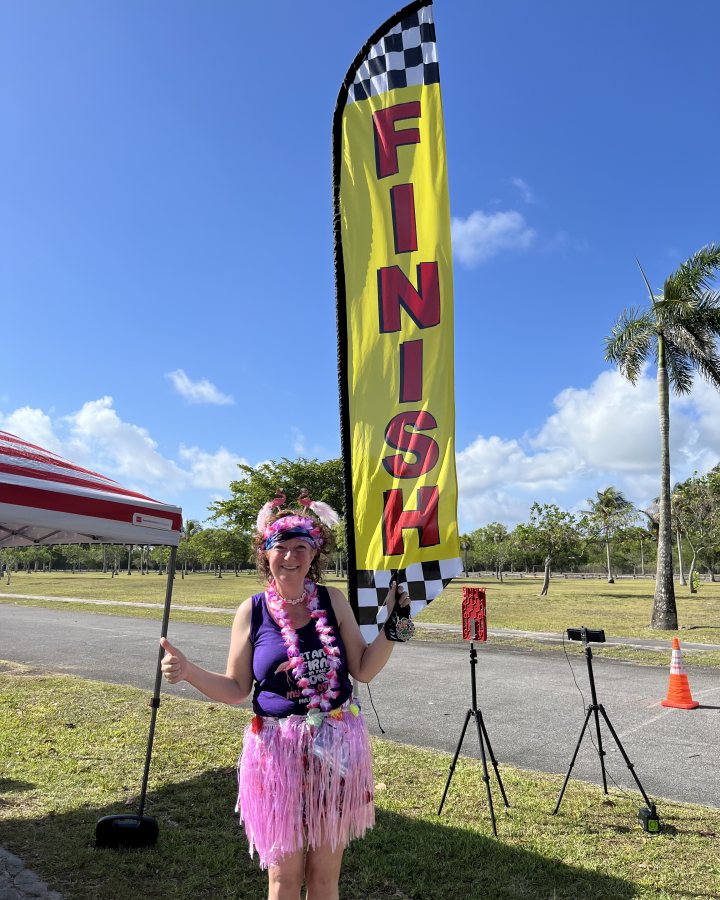 Joy Harden at Luau 5K, 10K, & 13.1M at Homestead, FL (21) - 05/23/2026 after earning Best Costume