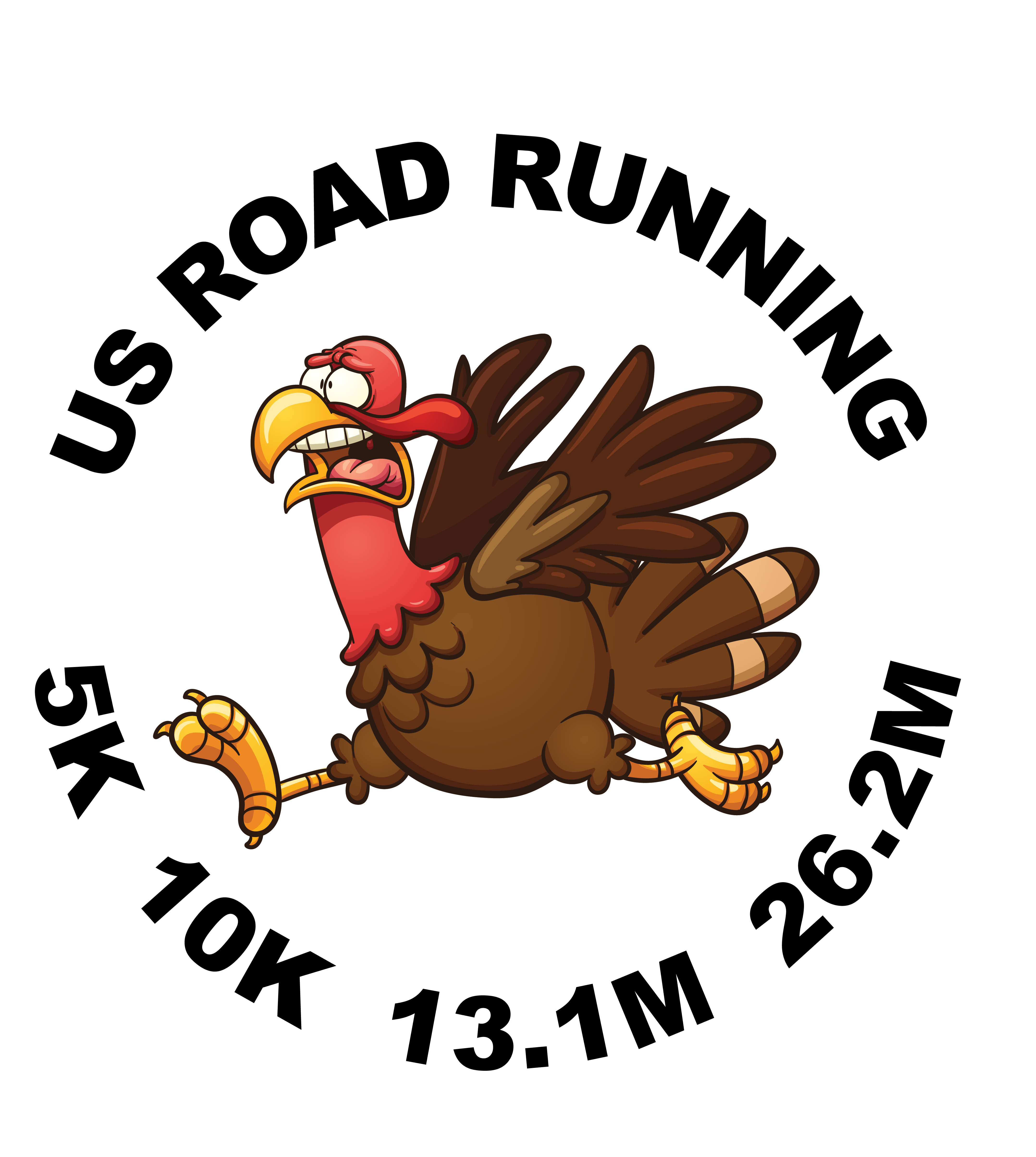 November Gobbler US Road Running race theme logo for 5K, 10K, Half Marathon, and Marathon races