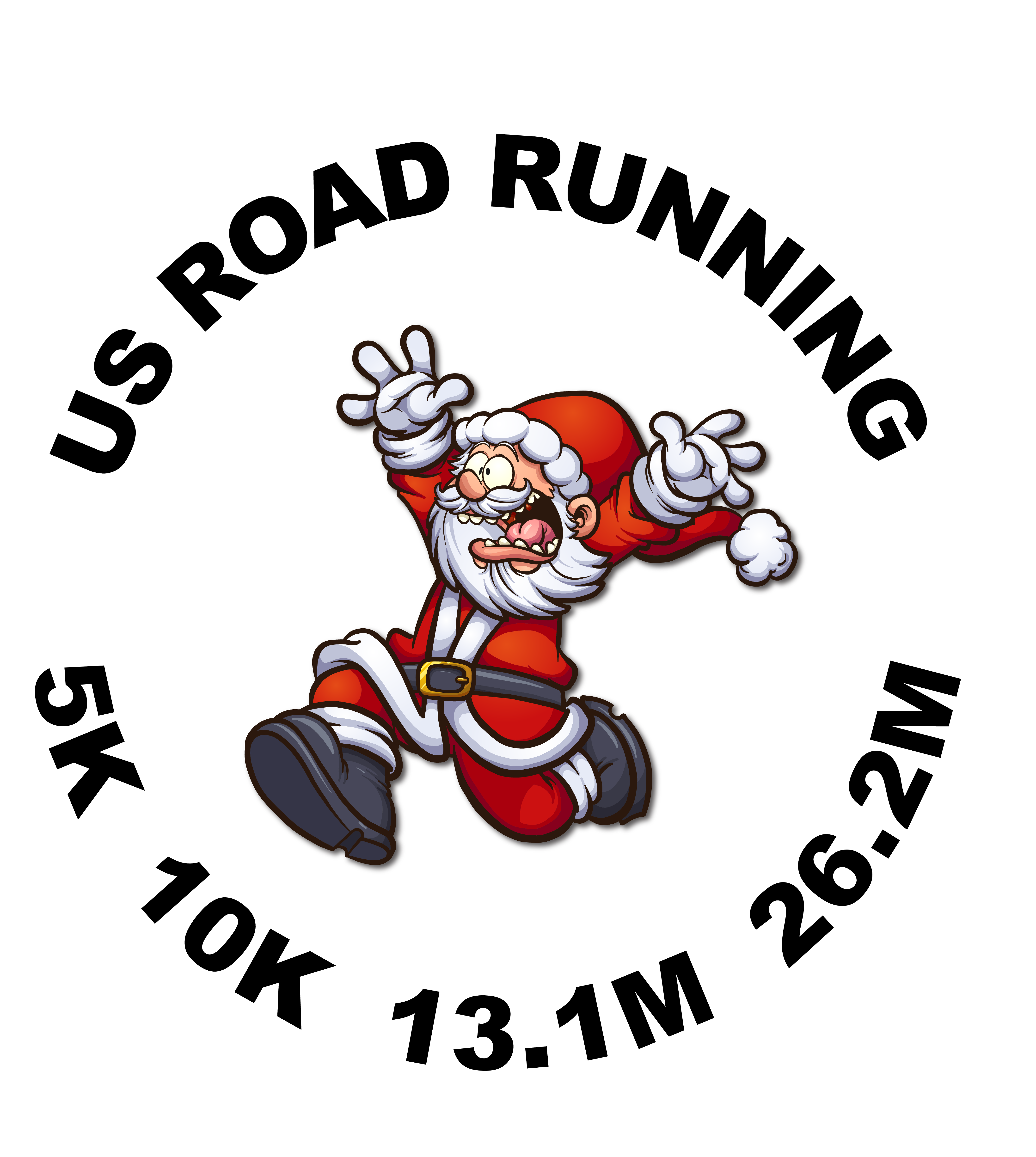 December Holiday US Road Running race theme logo for 5K, 10K, Half Marathon, and Marathon races