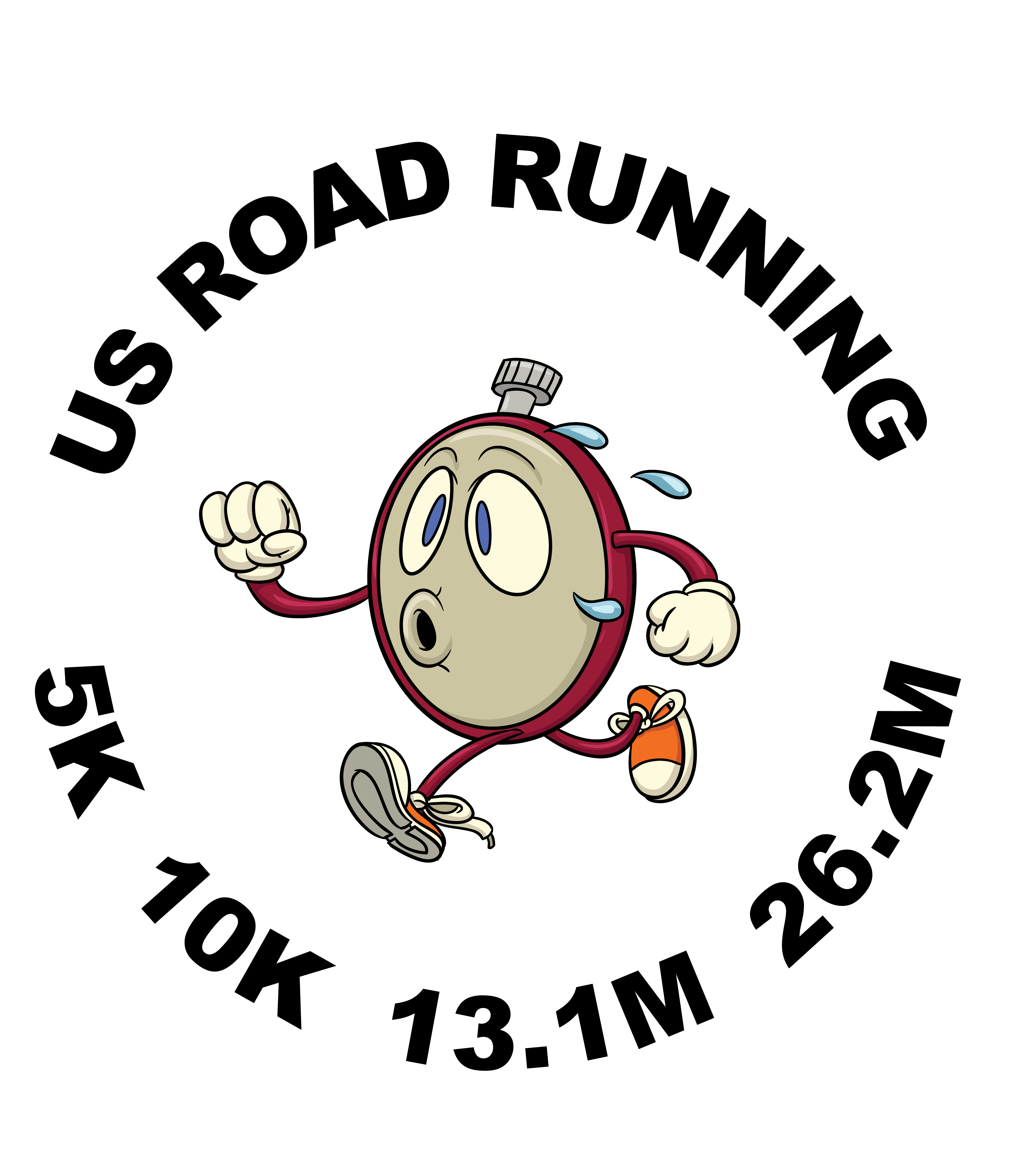January New Year US Road Running race theme logo for 5K, 10K, Half Marathon, and Marathon races