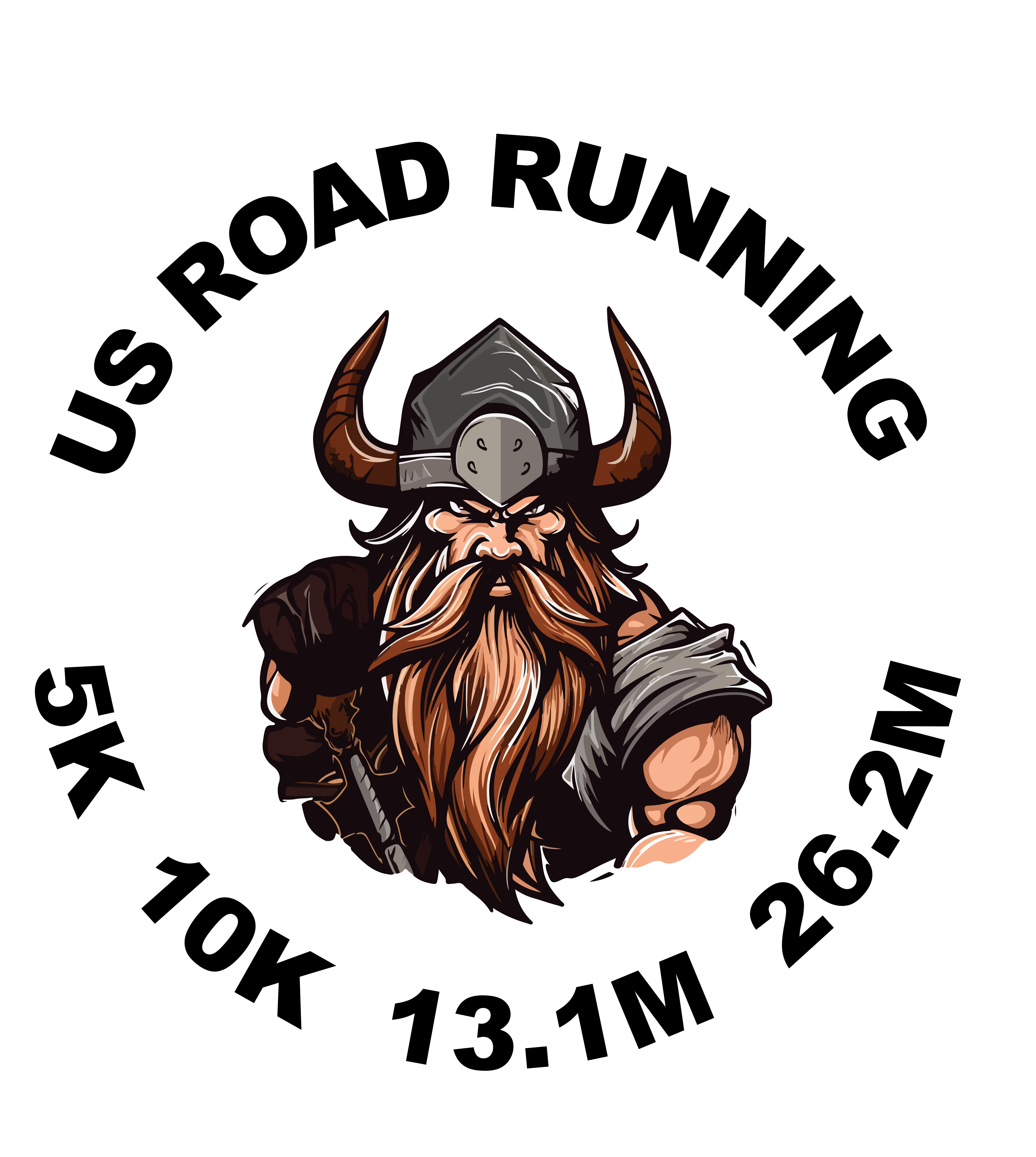 February Viking US Road Running race theme logo for 5K, 10K, Half Marathon, and Marathon races